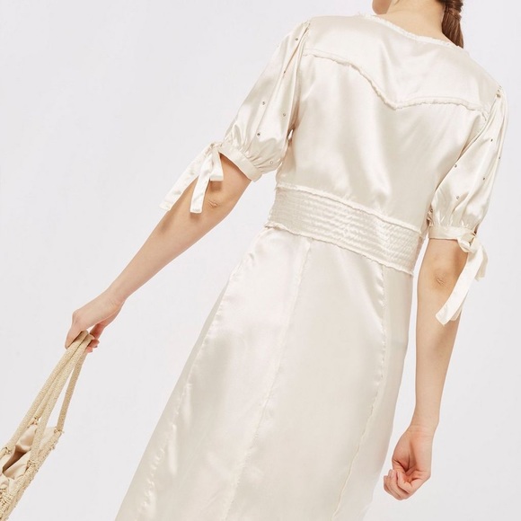 Topshop Satin Button Up Midi Dress w/Embelishments - Picture 5 of 8
